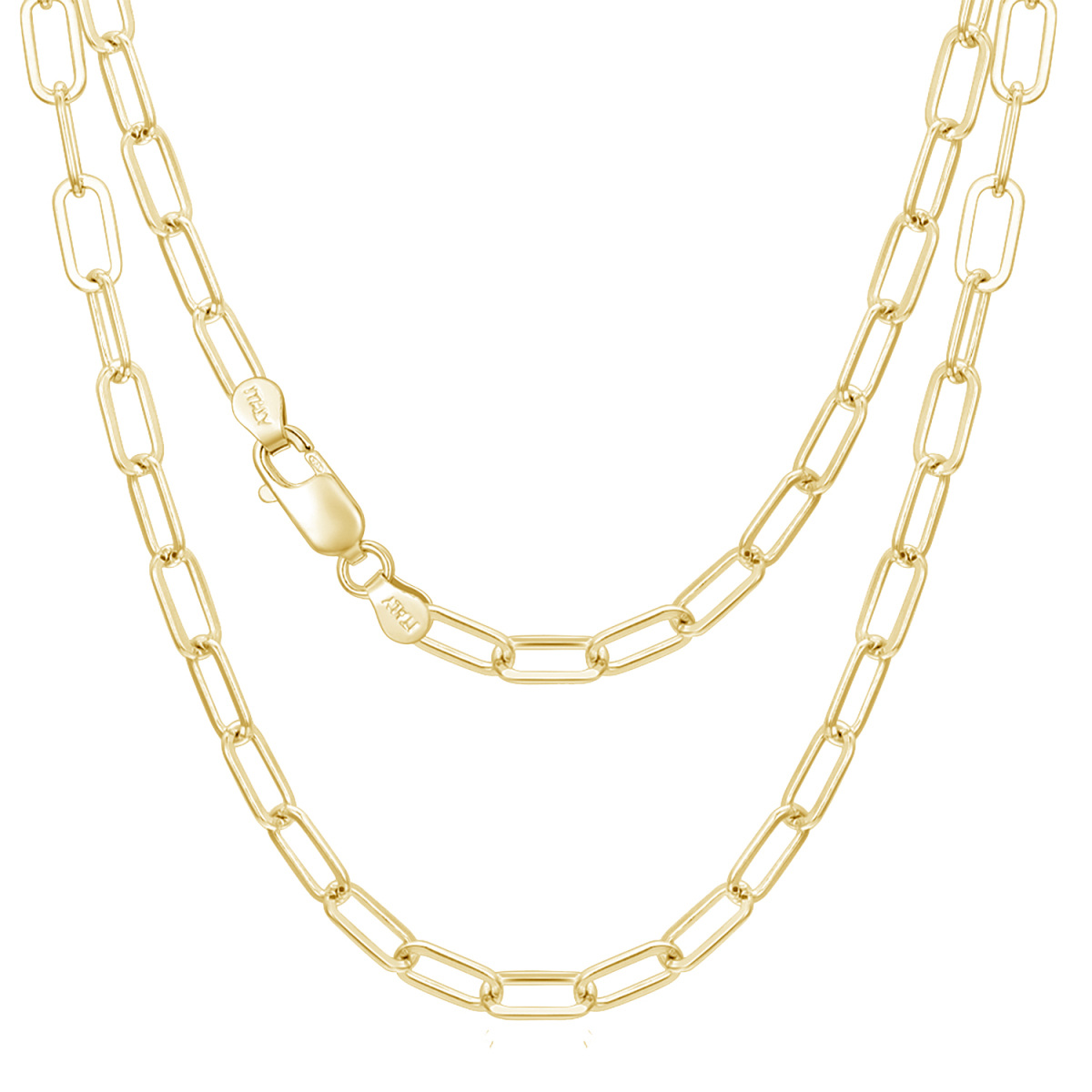Sterling Silver with Yellow Gold Plated Paperclip Chain Necklace-1