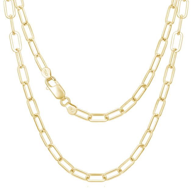 Sterling Silver with Yellow Gold Plated Paperclip Chain Necklace-0