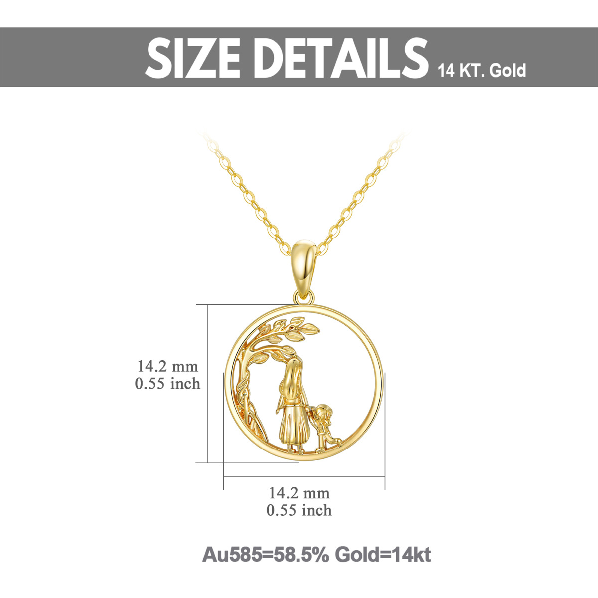 14K Gold Tree Of Life & Mother & Daughter Pendant Necklace-5
