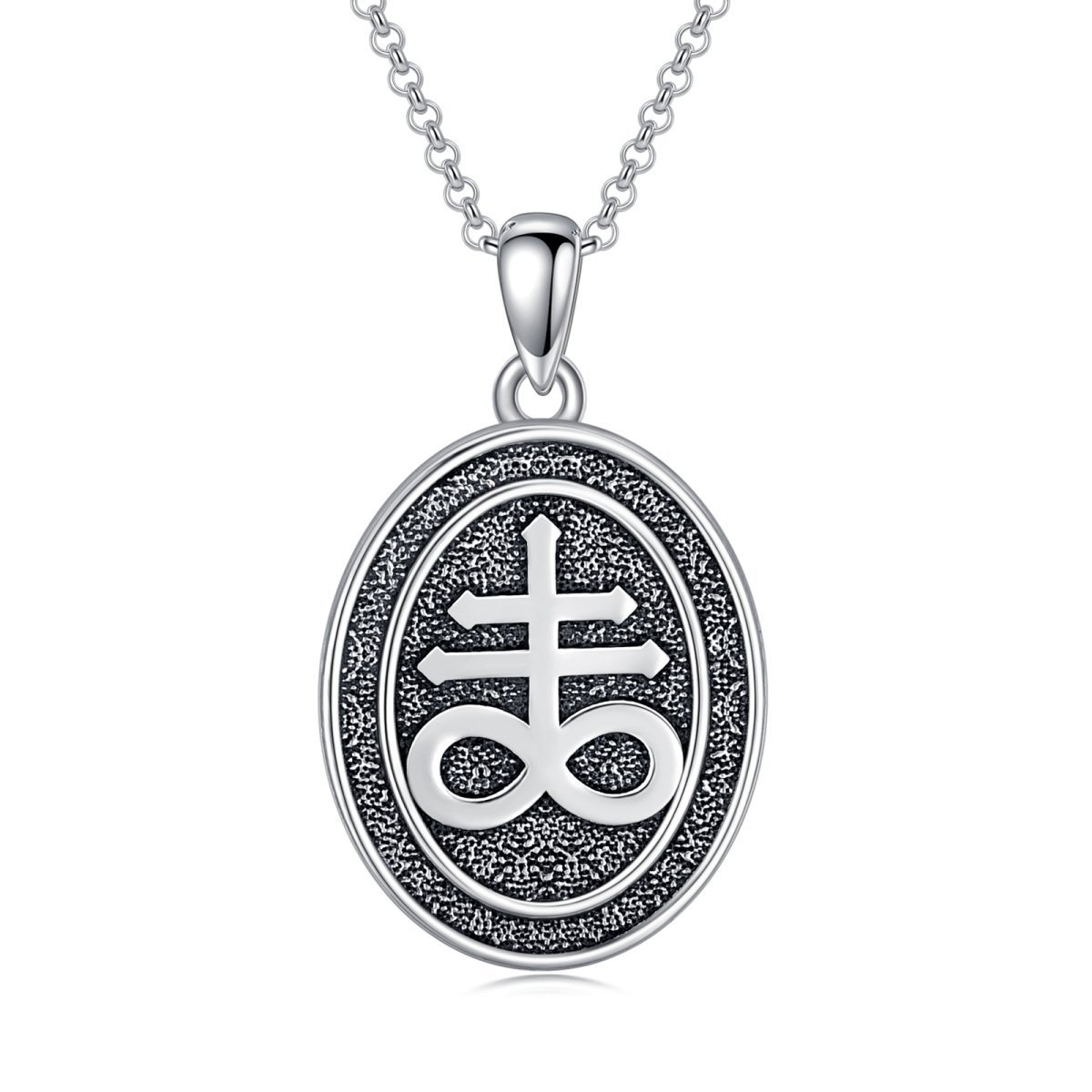 Sterling Silver Satanic Goat Pendant Necklace for Men-3