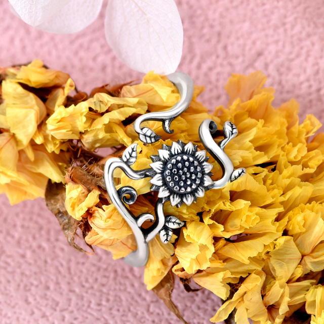 Sterling Silver Sunflower Open Ring-5