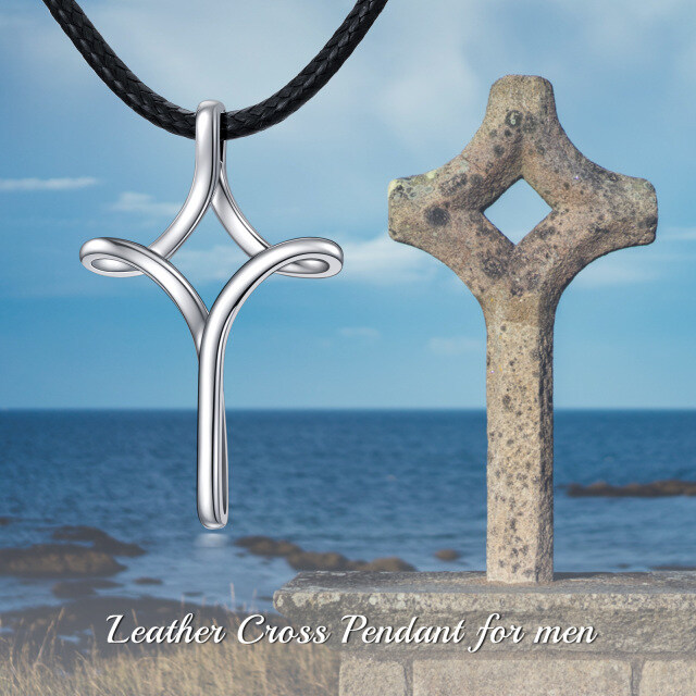 Sterling Silver Cross Pendant Necklace for Men-2