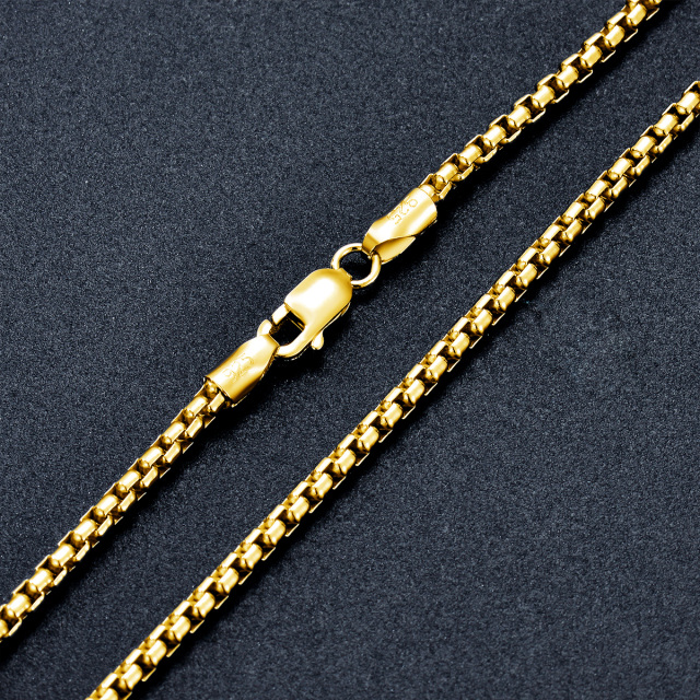 Sterling Silver with Yellow Gold Plated Box Chain Necklace-2