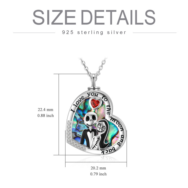 Sterling Silver Heart Shaped Abalone Shellfish Heart & Skull Urn Necklace for Ashes with Engraved Word-4