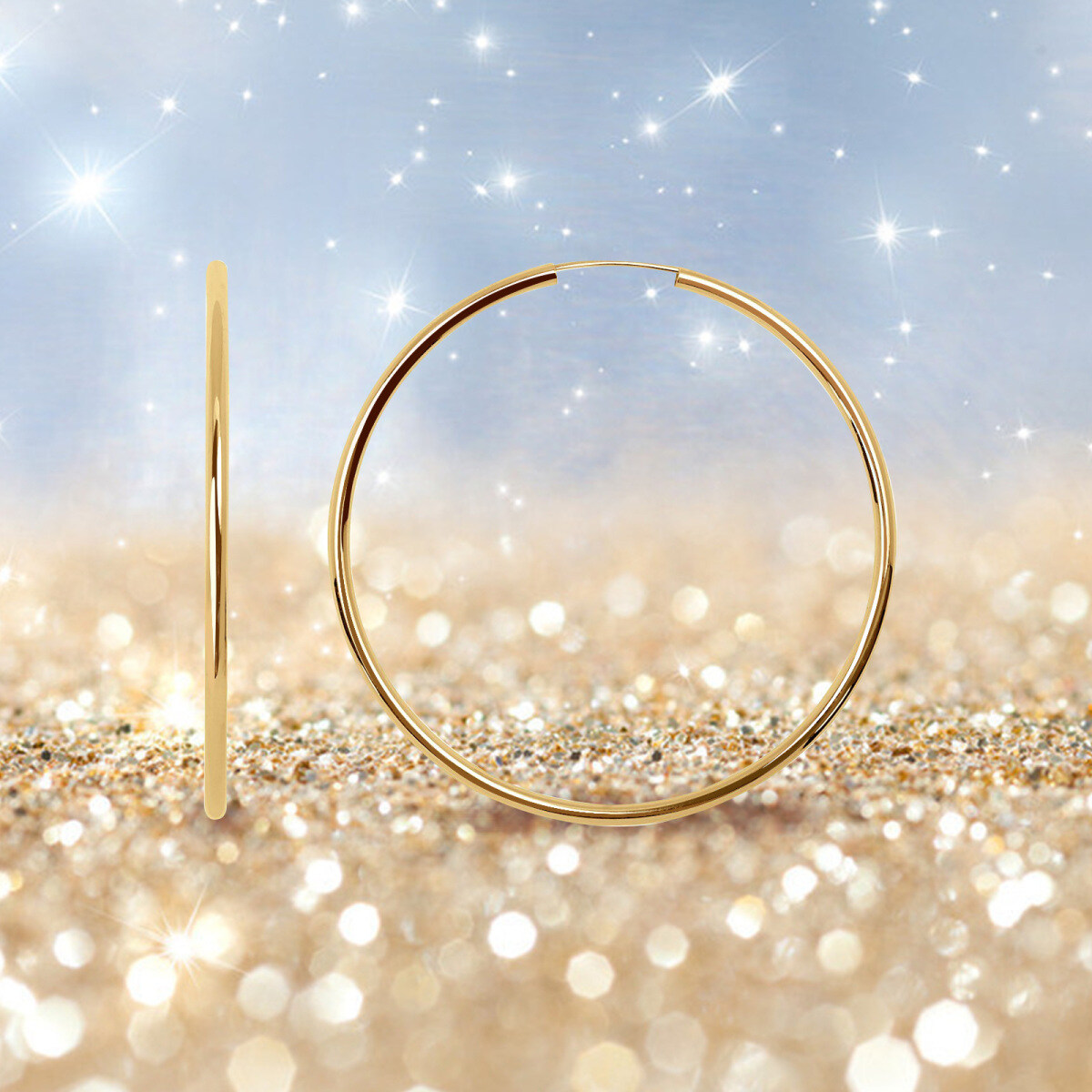 14K Gold Circular Shaped Circle Hoop Earrings-4