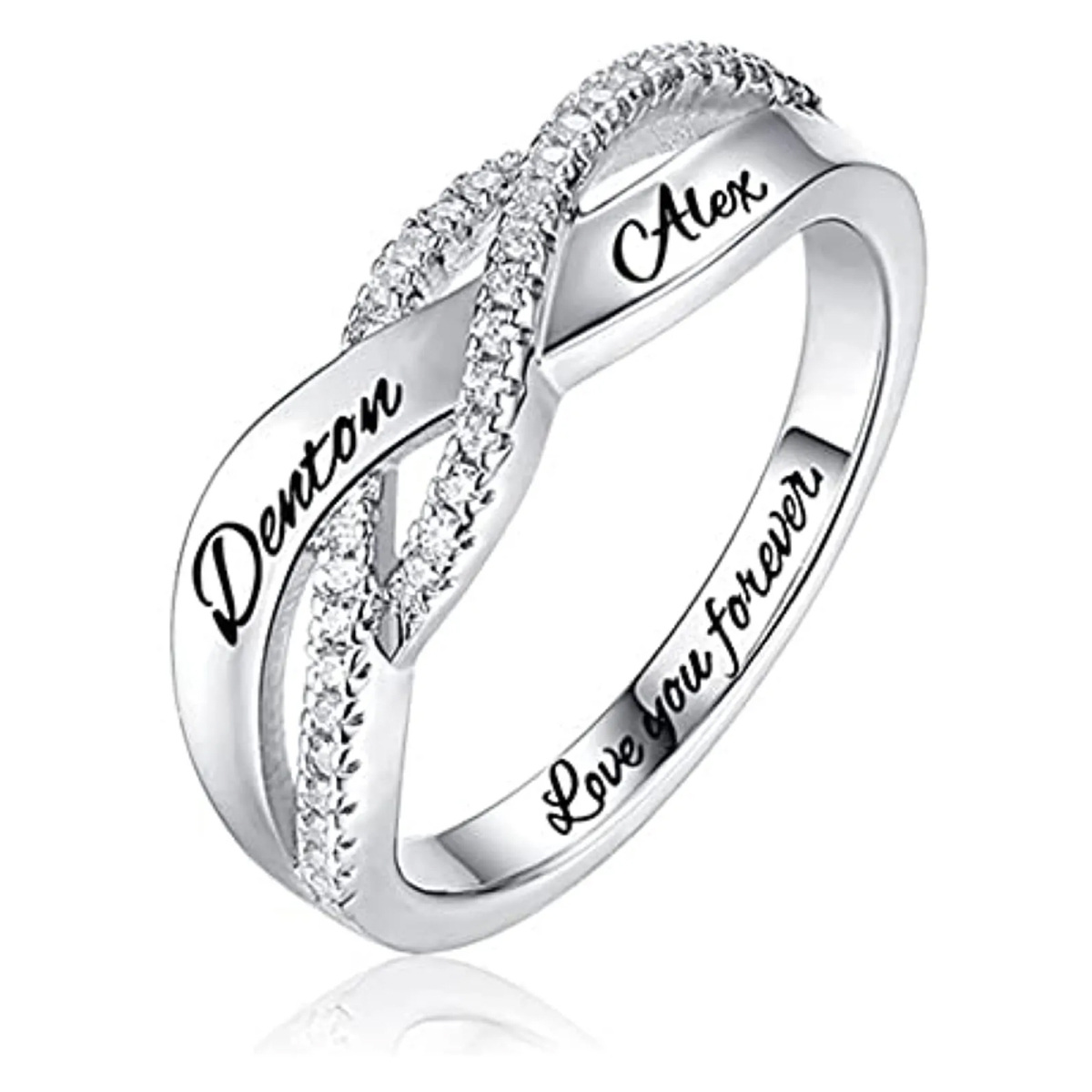 Sterling Silver Zircon Classic Name Ring-1
