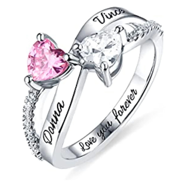Sterling Silver Cubic Zirconia Personalized Birthstone Ring-0