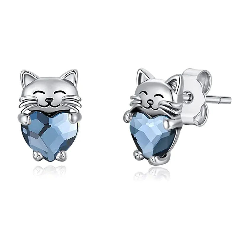 Cat Earrings for Girls Hypoallergenic Earrings 925 Sterling Silver-1