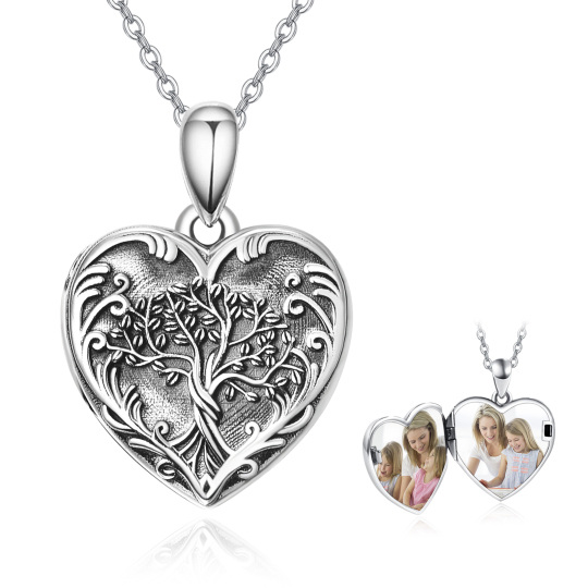 Collar con medallón con foto personalizado en plata de ley con forma de corazón personalizado