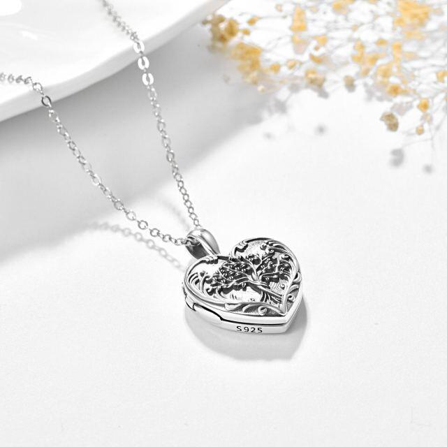 Sterling Silver Personalized Photo & Heart Personalized Photo Locket Necklace-2