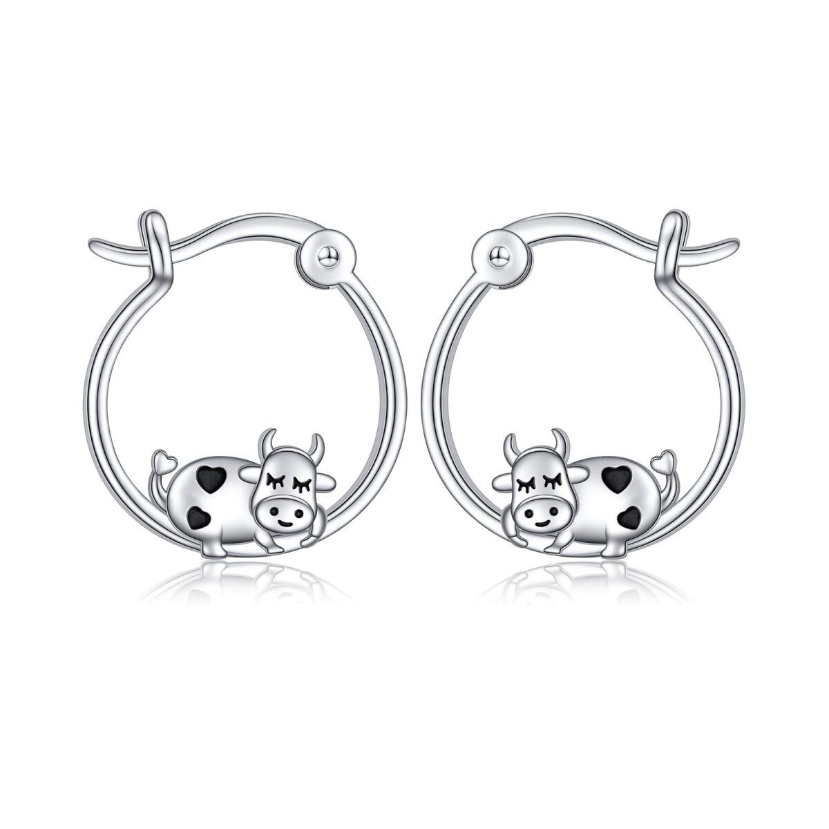 Sterling Silber Kuh Hoop-Ohrringe-1