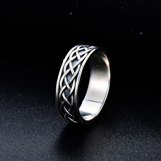 Anel de nó celta para homens em anel delicado oxidado de prata esterlina-3