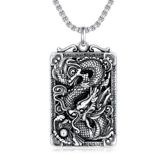 Collana con ciondolo a forma di drago in argento sterling per uomo