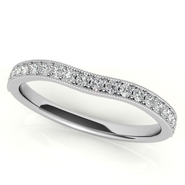 Prata esterlina em forma circular Moissanite Gravação personalizada e anel de noivado de c-2
