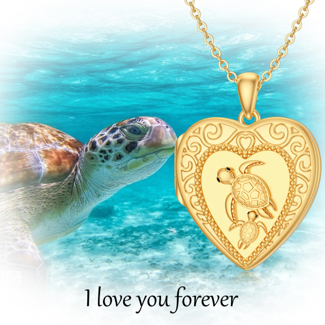 10K Gold Tortoise & Turtle Pendant Necklace-5