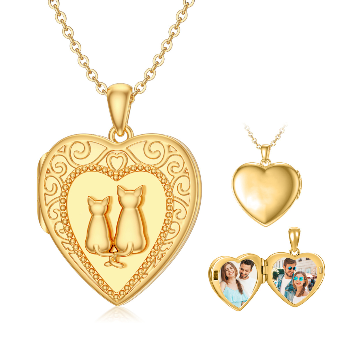 10K Gold Heart Pendant Necklace-1