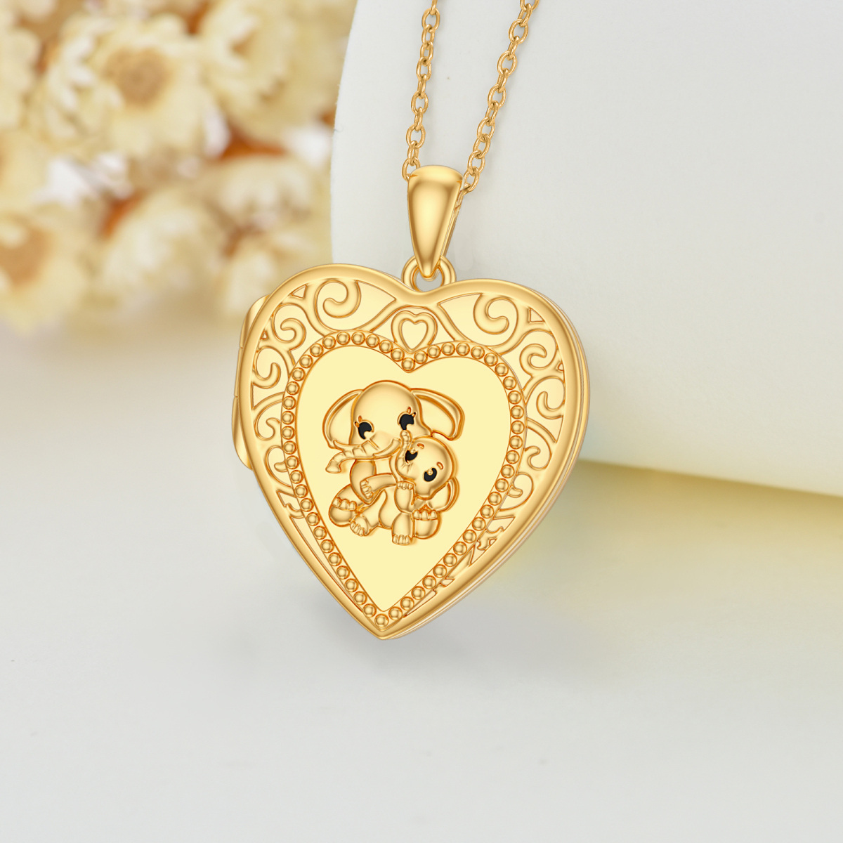 Collier avec photo personnalisée et coeur en or 10K-5