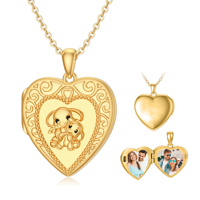 10K Gold Personalized Photo & Heart Personalized Photo Locket Necklace-2