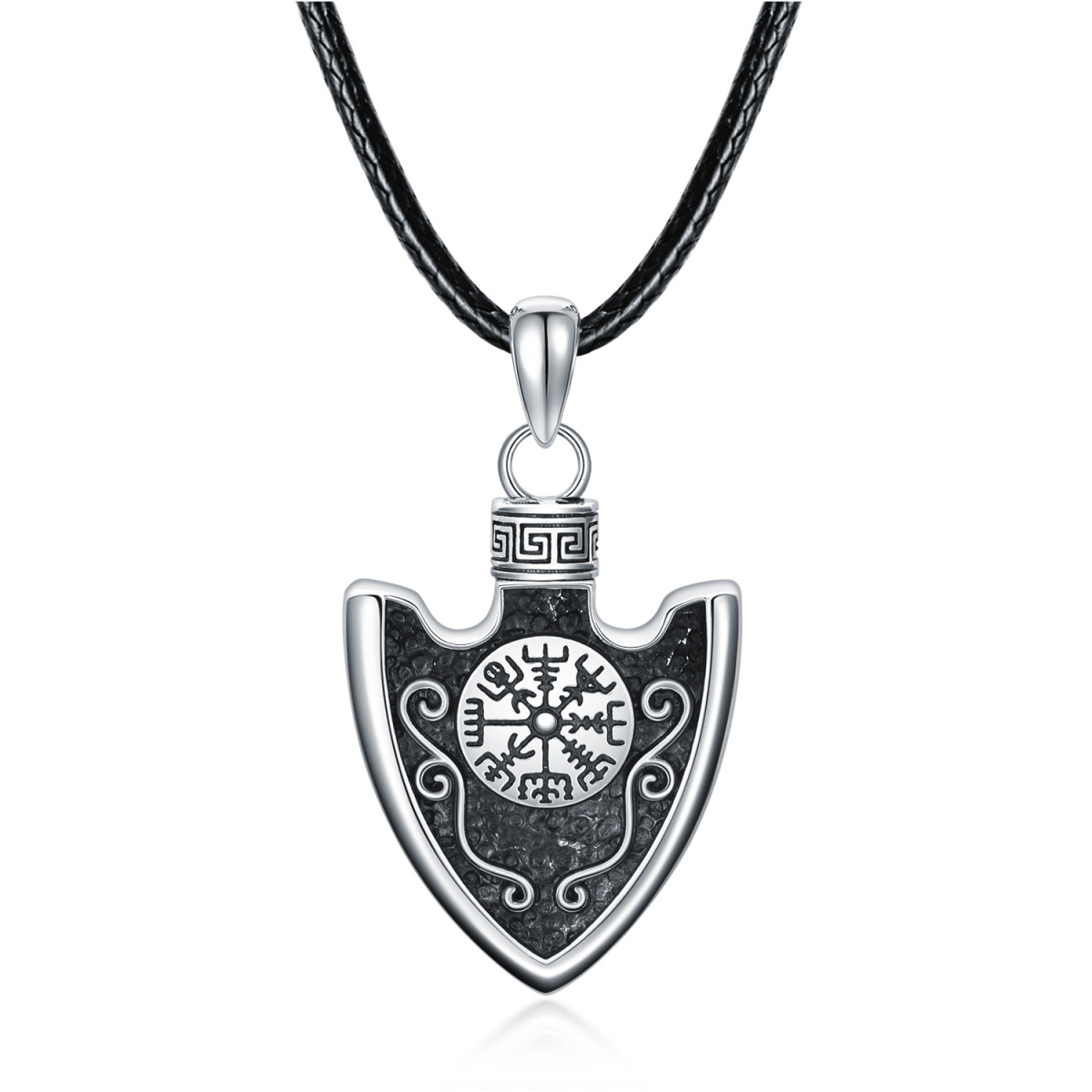 Urnen-Halskette aus Sterlingsilber mit Wikinger-Runen für Asche für Männer-1