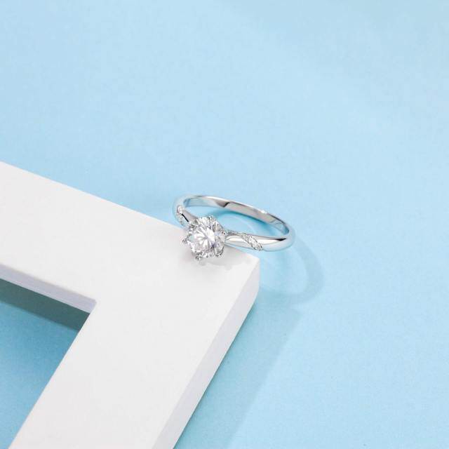 10K White Gold Round Diamond Personalized Classic Name & Couple Wedding Ring-4