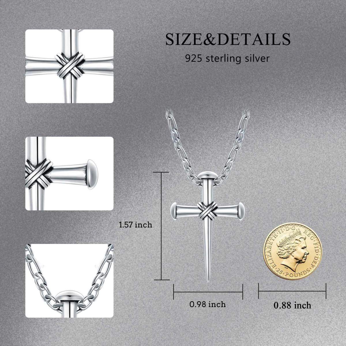 Sterling Silver Cross Pendant Necklace for Men-6