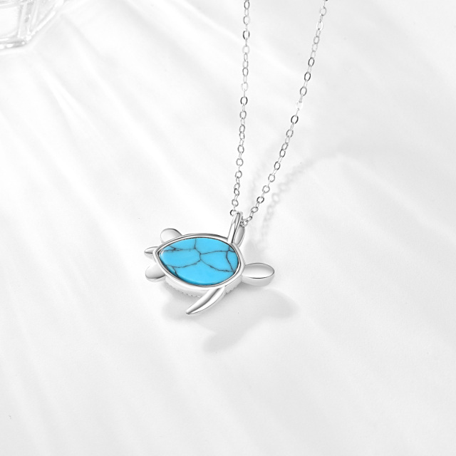 Sterling zilveren turquoise schildpad hanger ketting-5