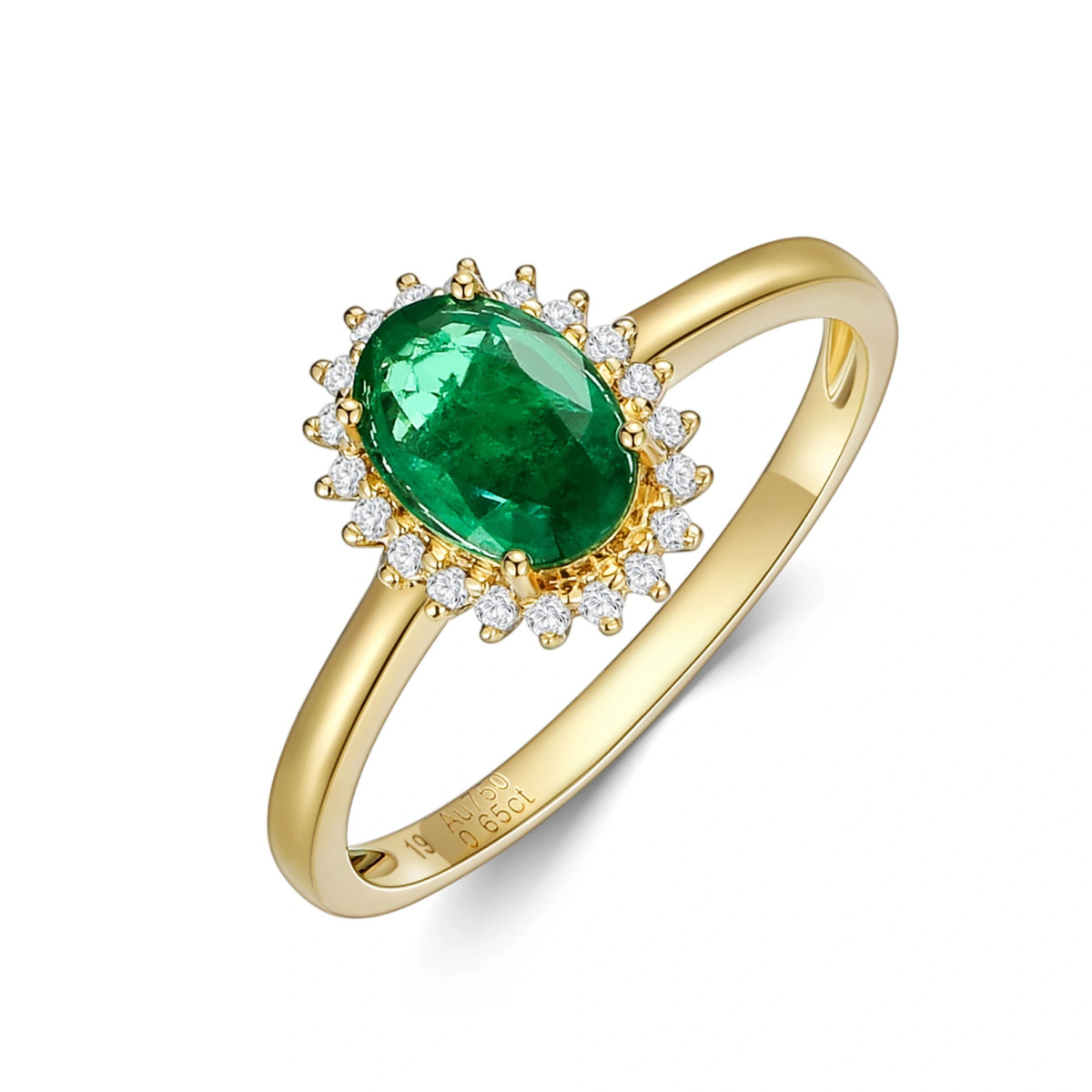 18K Gold Oval Shaped Emerald Oval Shaped Engagement Ring-1