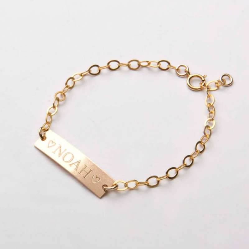 Sterling Silver with Yellow Gold Plated Personalized Classic Name Identification Bracelet-3