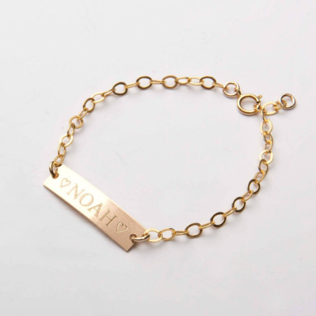 Sterling Silber mit Gelbgold plattiert personalisierte klassische Name Identifikation Armb-2