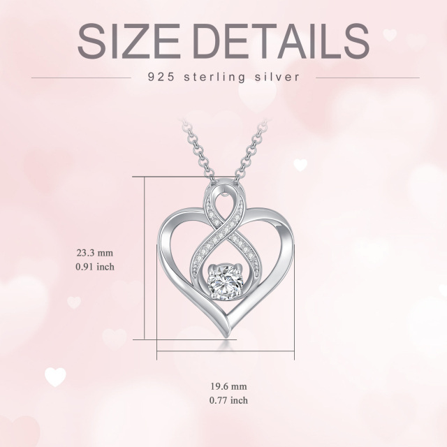 Sterling Silver Round Diamond Infinite Symbol Pendant Necklace-4
