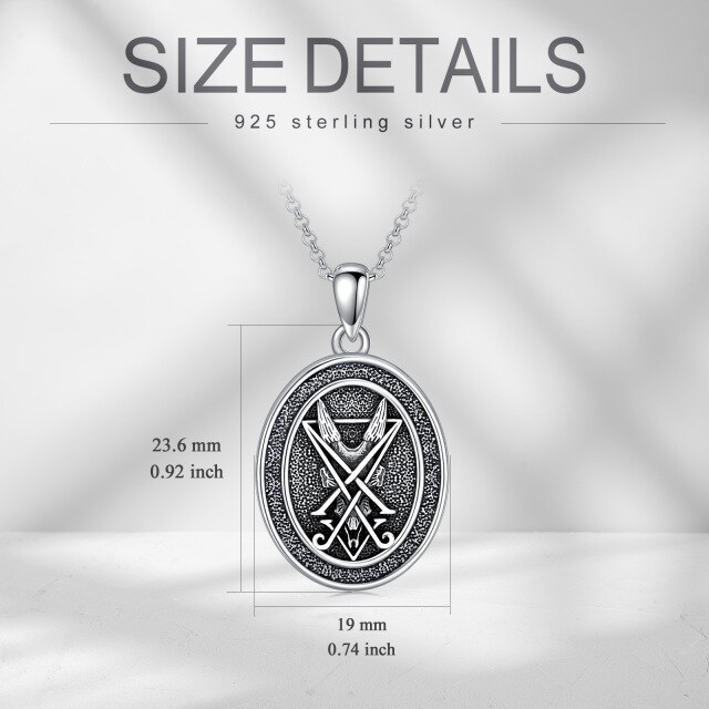 Sterling Silver Satanic Goat Pendant Necklace for Men-7