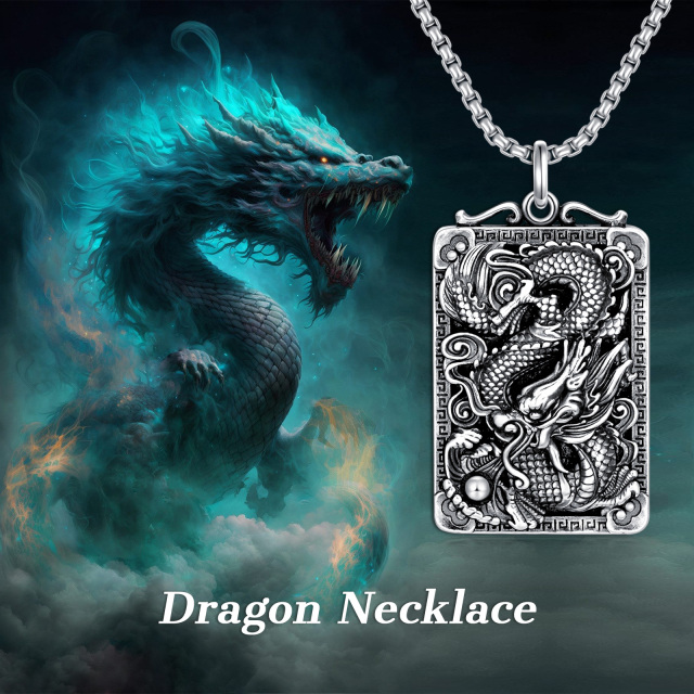Sterling Silver Dragon Pendant Necklace for Men-5