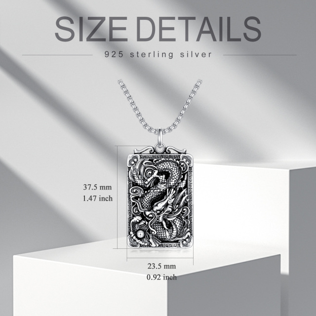 Sterling Silver Dragon Pendant Necklace for Men-3