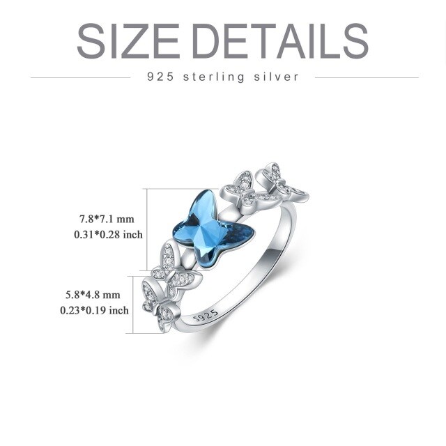 Sterling Silver Crystal Butterfly Ring-7