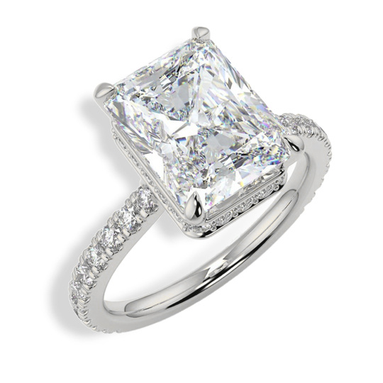 Sterling Silver Princess-square Shaped Moissanite Square Engagement Ring