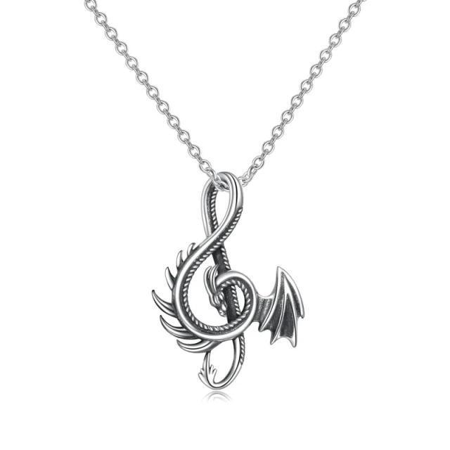 Sterling Silver Dragon Pendant Necklace-0