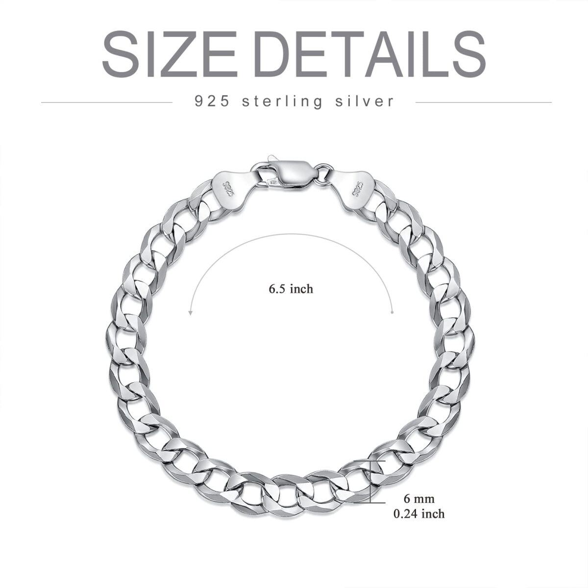 Sterling Silber Curb Link Kettenarmband-4