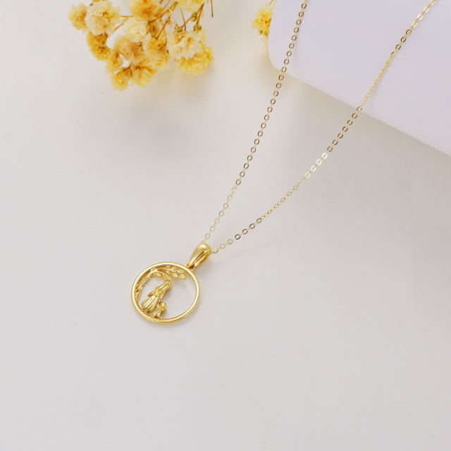 Collier en or 14K avec pendentif arbre de vie et mère et fille-3