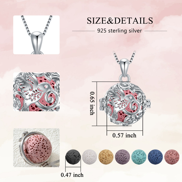 Sterling Silber kreisförmig geformt vulkanischen Stein Kolibri Anhänger Halskette-4