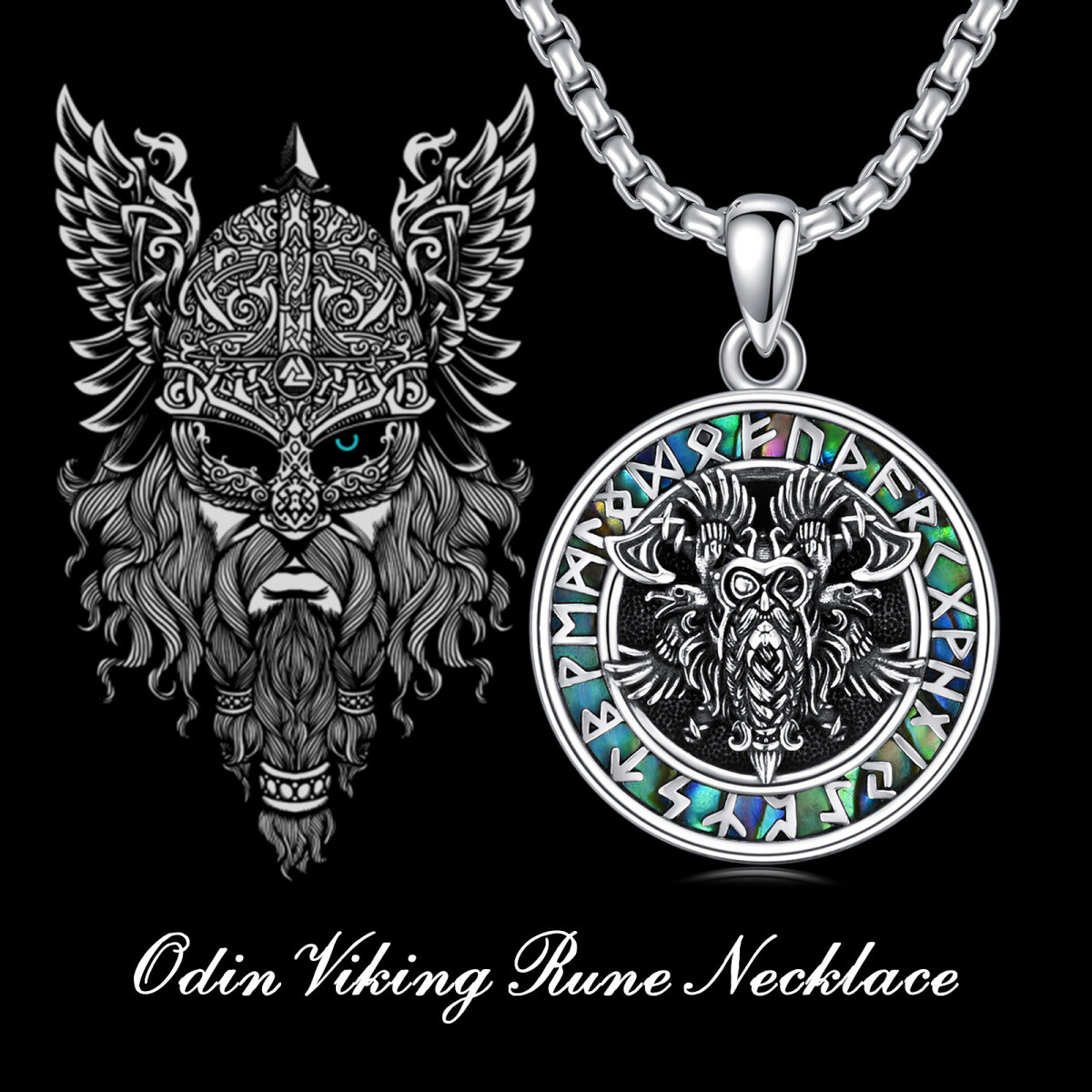 Collier en argent sterling avec pendentif Rune Viking pour hommes-5