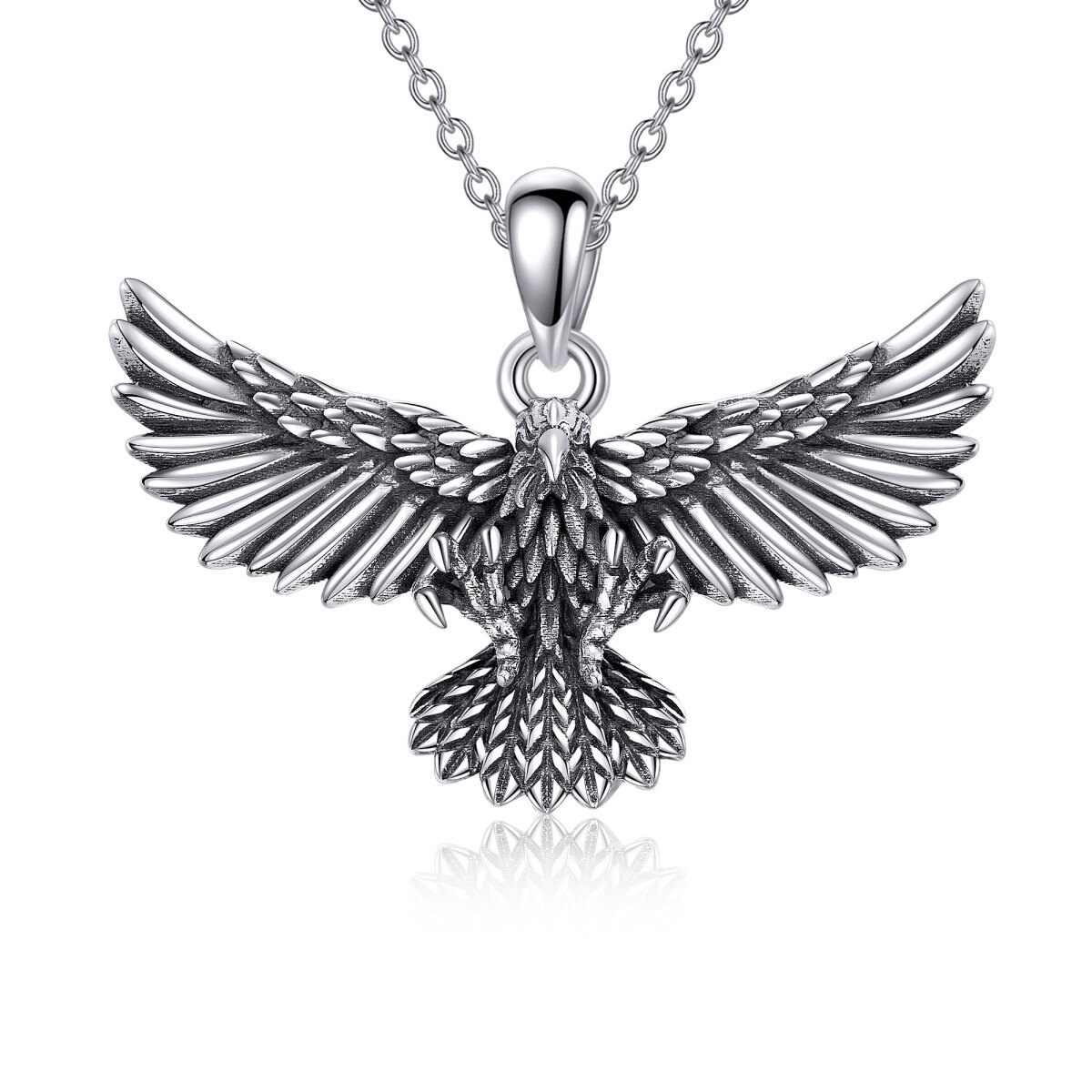 Collar de plata de ley con colgante de águila para hombre-1