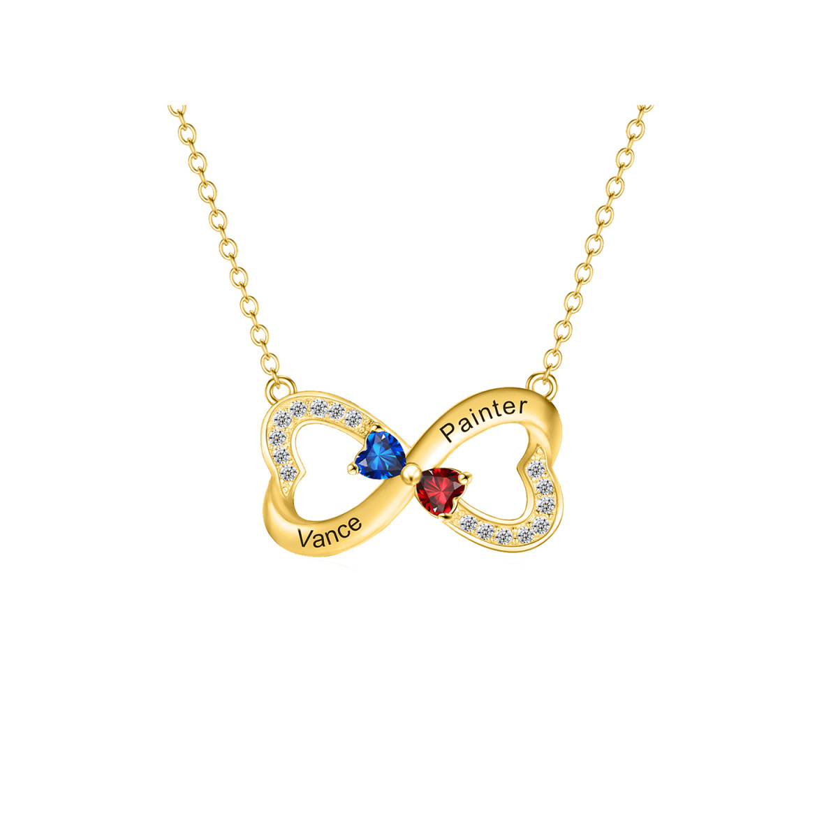 Halskette mit Anhänger „Unendlichkeitssymbol“ aus 10 Karat Gelbgold plattiert-1