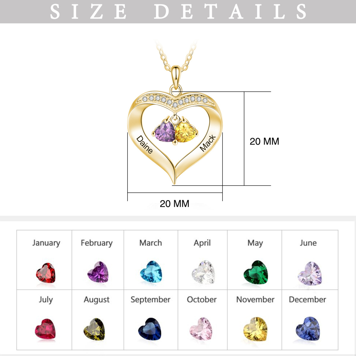 10K Gold Heart Shaped Cubic Zirconia Heart Pendant Necklace-4