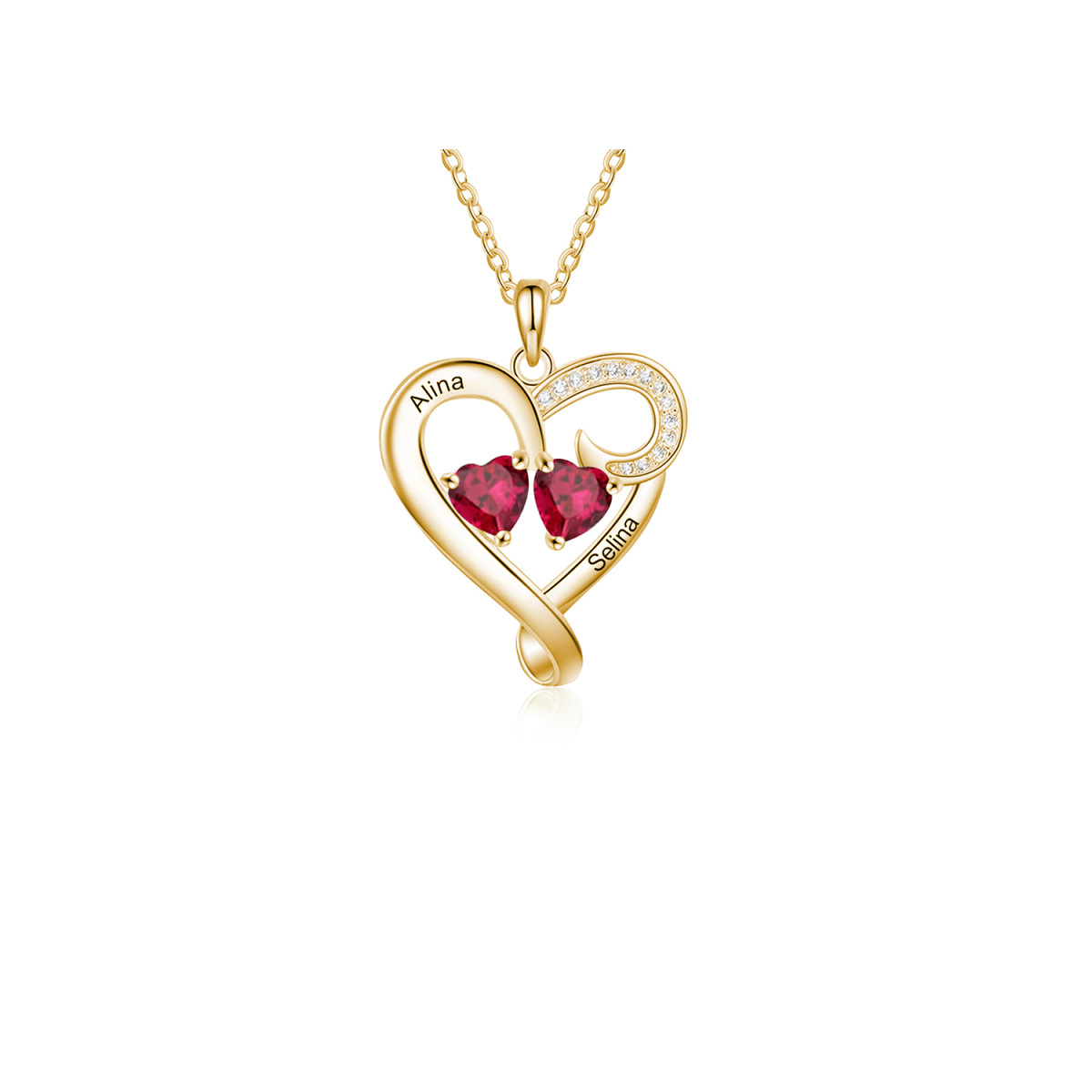 10K Gold Heart Shaped Cubic Zirconia Heart Pendant Necklace-1