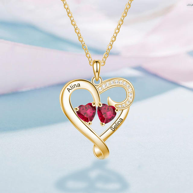 10K Gold Heart Shaped Cubic Zirconia Heart Pendant Necklace-2