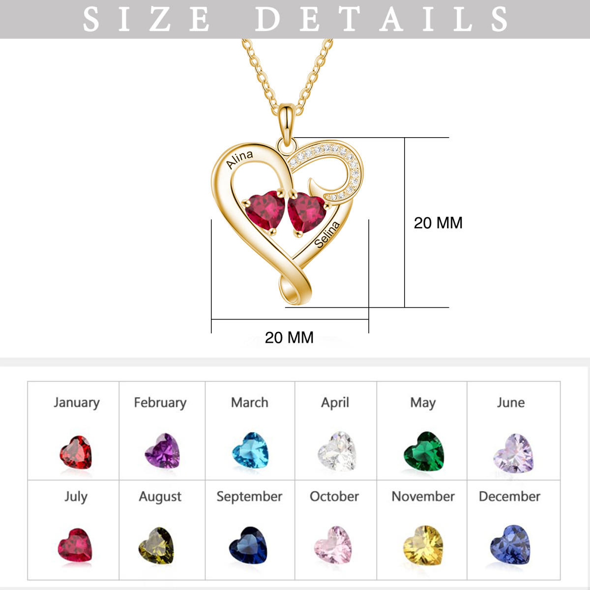 10K Gold Heart Shaped Cubic Zirkonia Herz Anhänger Halskette-4