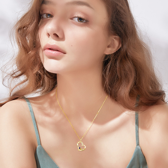 Collier en or 10K avec pendentif en forme de coeur en zircon cubique personnalisé avec pie-1