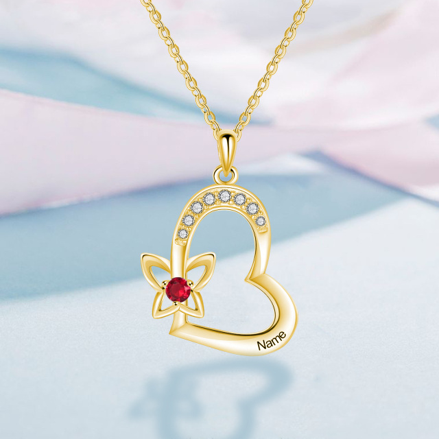 10K Gold Heart Heart Pendant Necklace-2