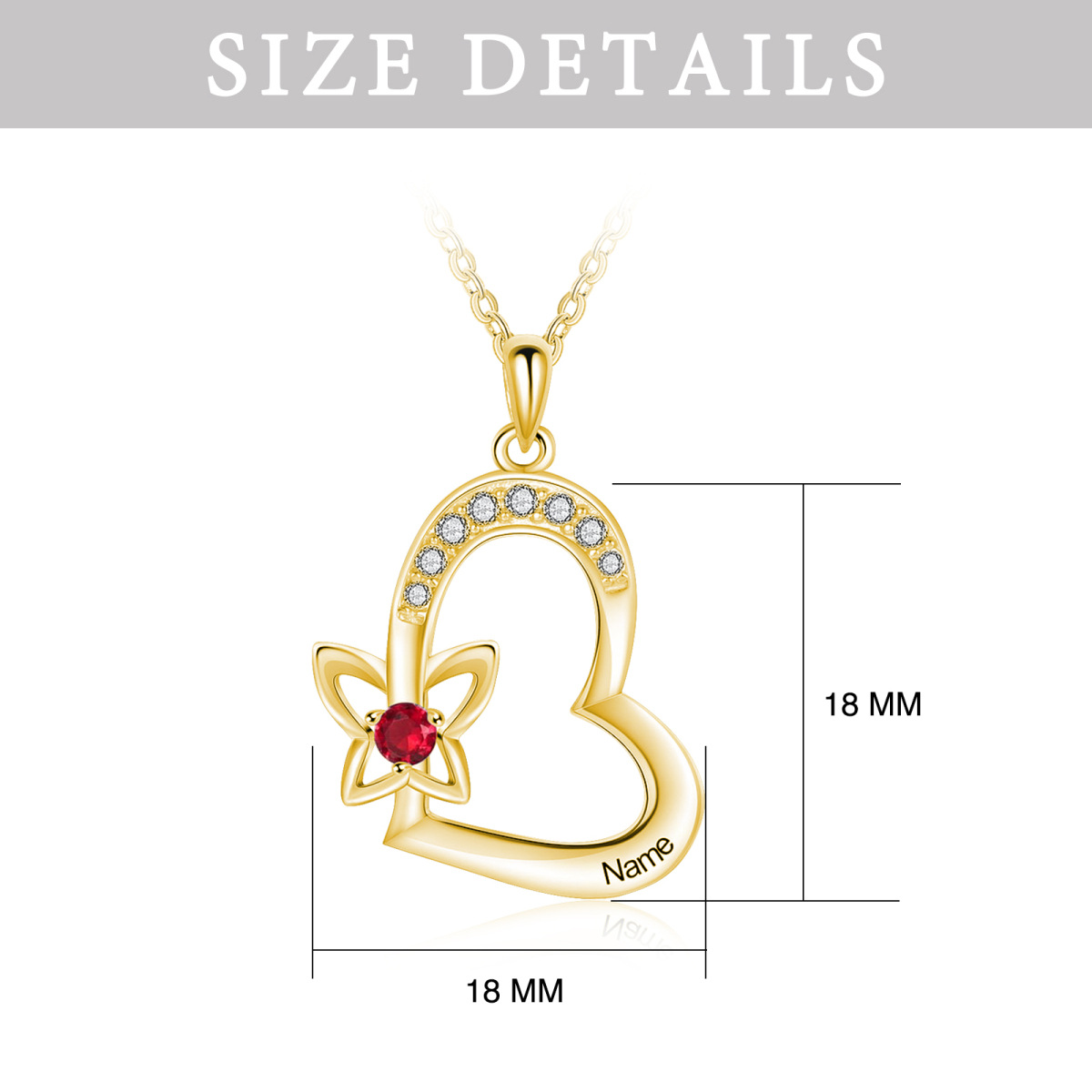 10K Gold Heart Heart Pendant Necklace-4