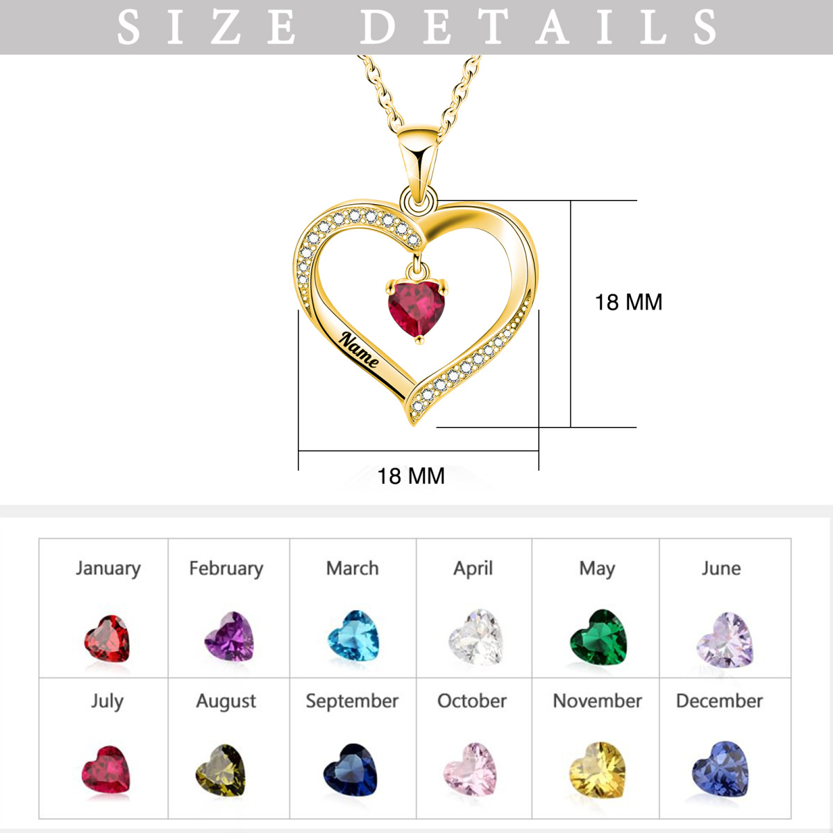 10K Gold Heart Shaped Cubic Zirconia Heart Pendant Necklace-4